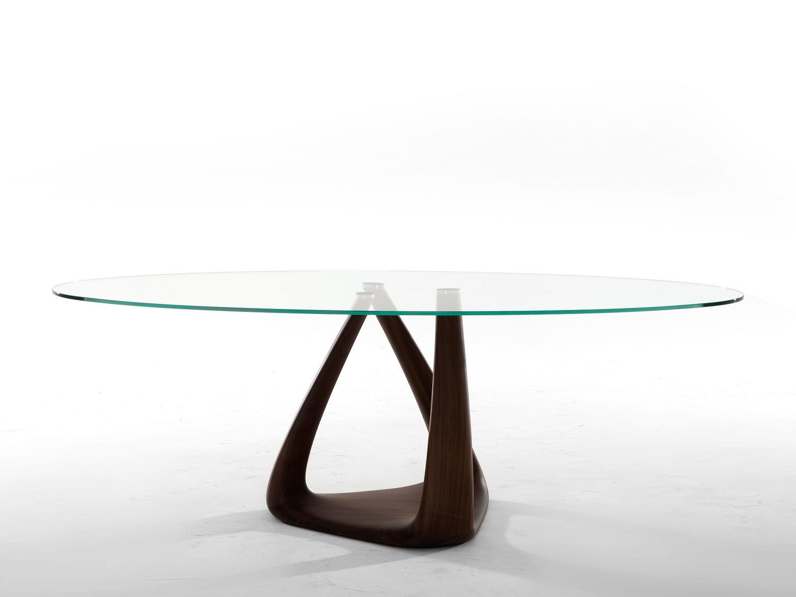 RIZOMA Round wood and glass table