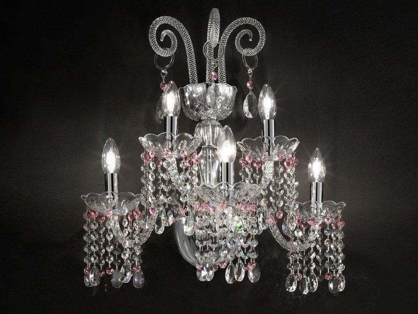 GLASS VE 873 A5 Incandescent blown glass wall light with crystals