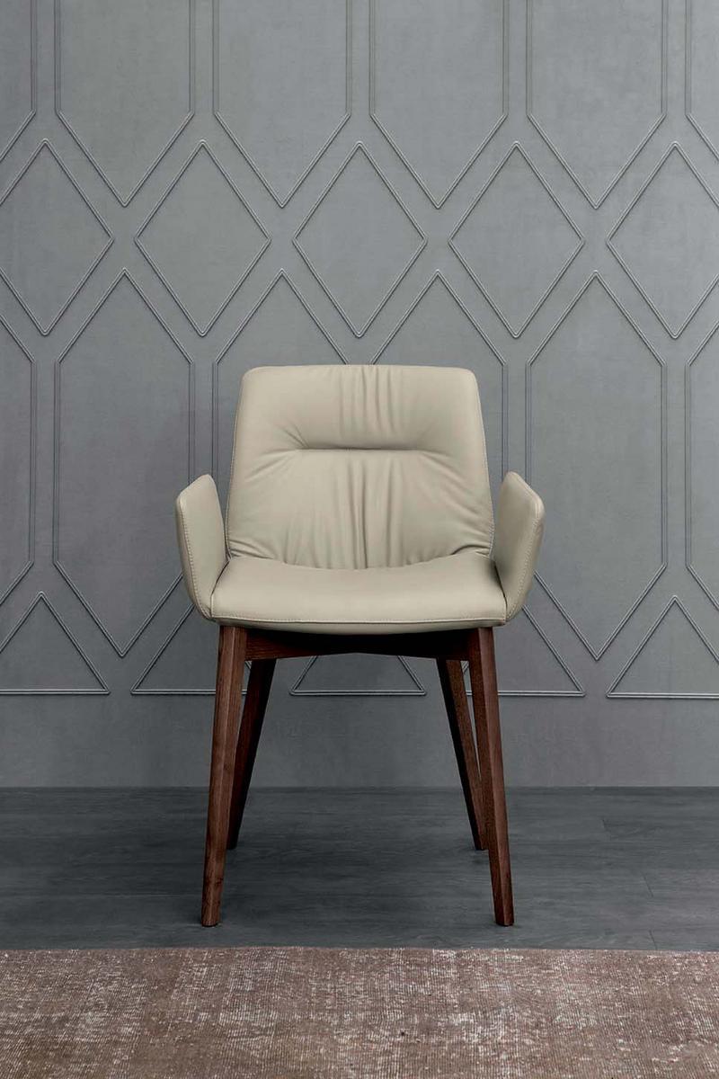 ALEXIA Upholstered leather chair with armrests