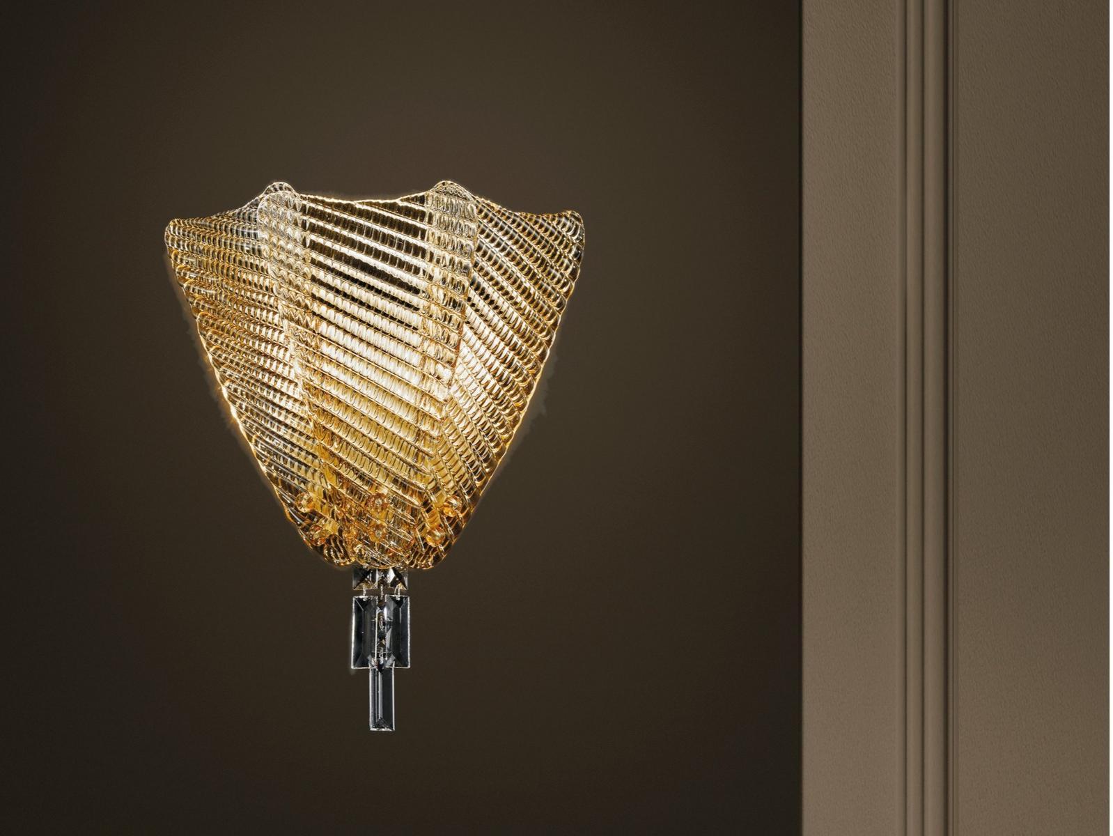 MANIN Glass wall light with crystals