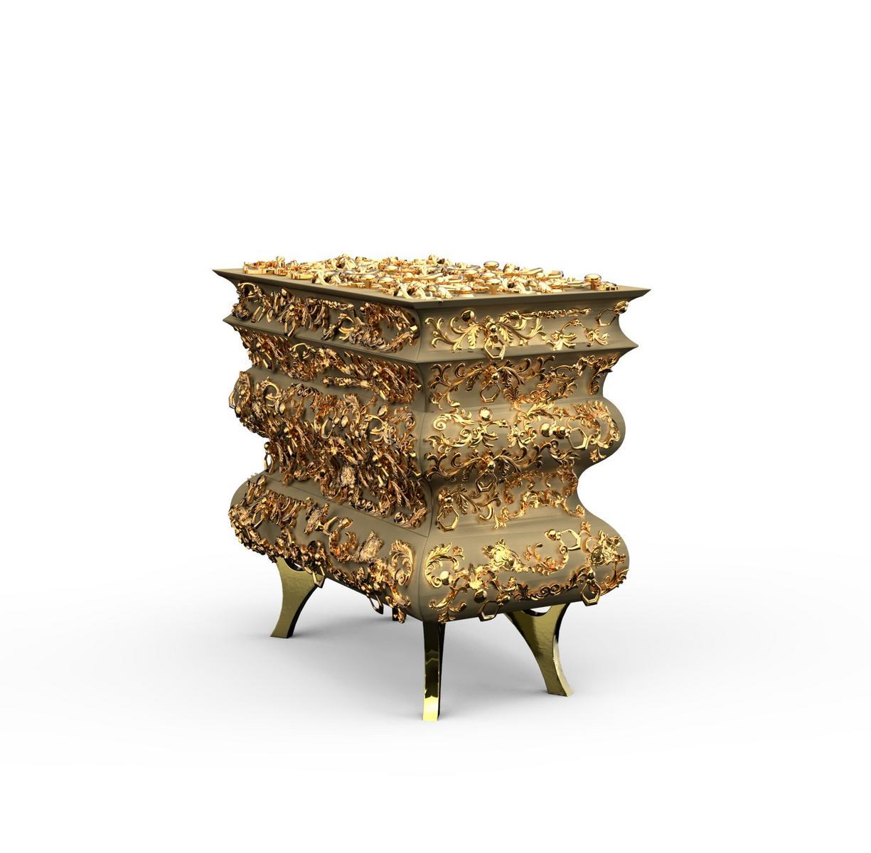 CROCHET Wooden bedside table with drawers