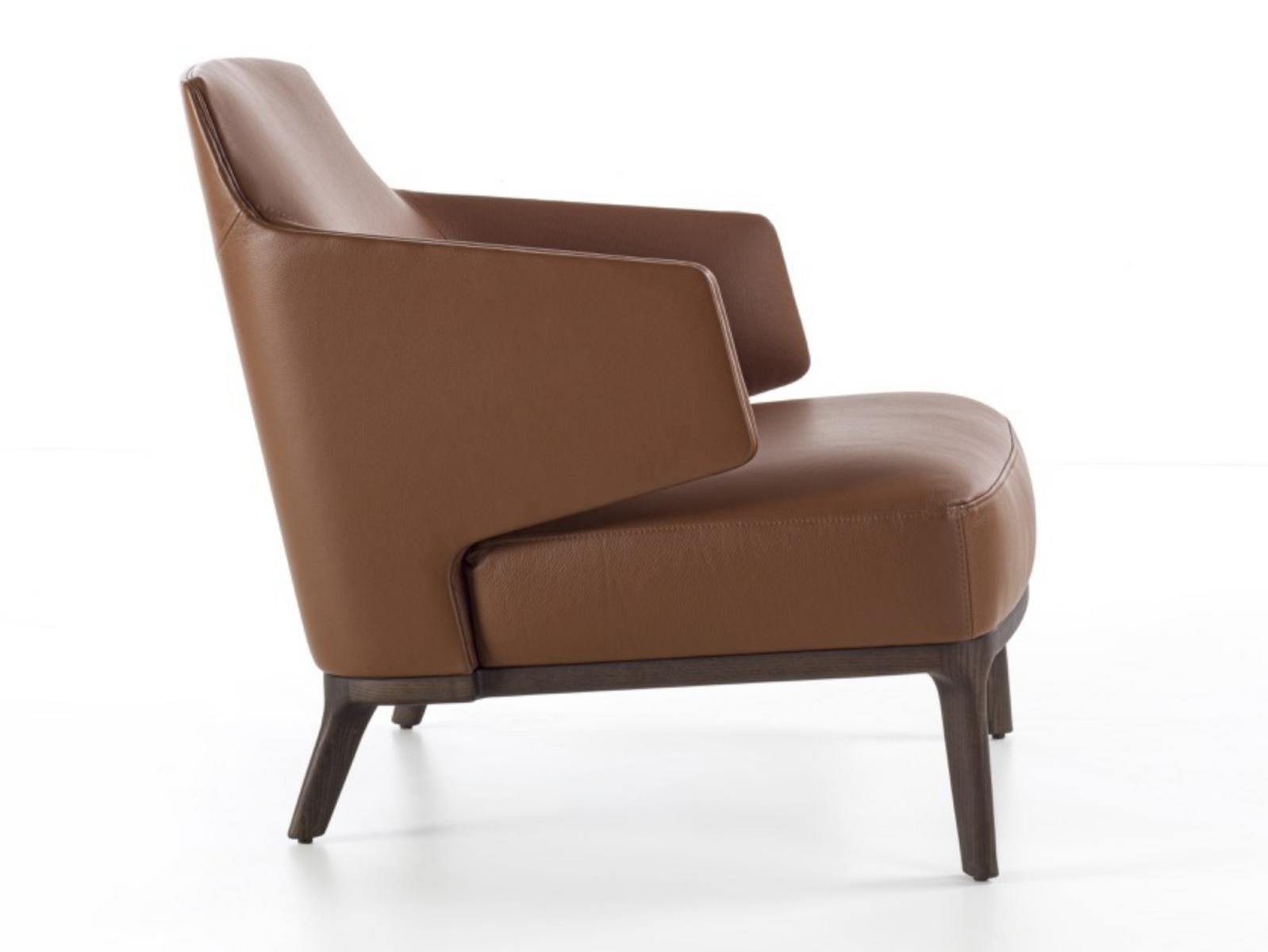 AMANDA Leather armchair with armrests