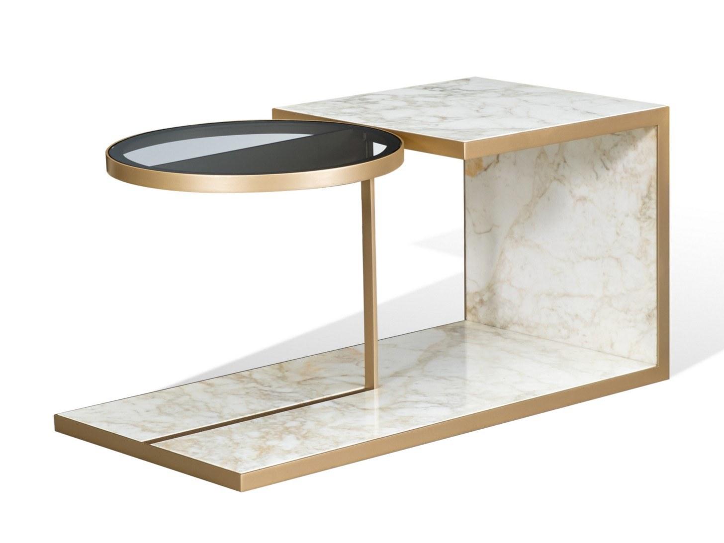 ALFRED M Marble coffee table with glass insert