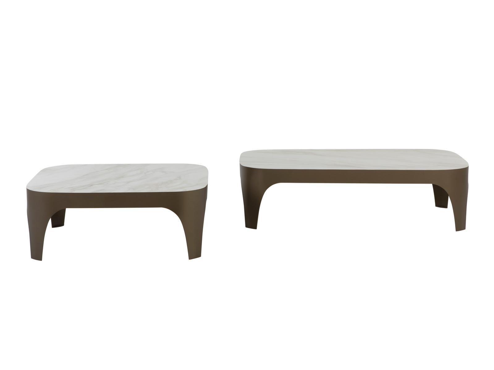 MODÌ Square steel coffee table and porcelain stoneware top