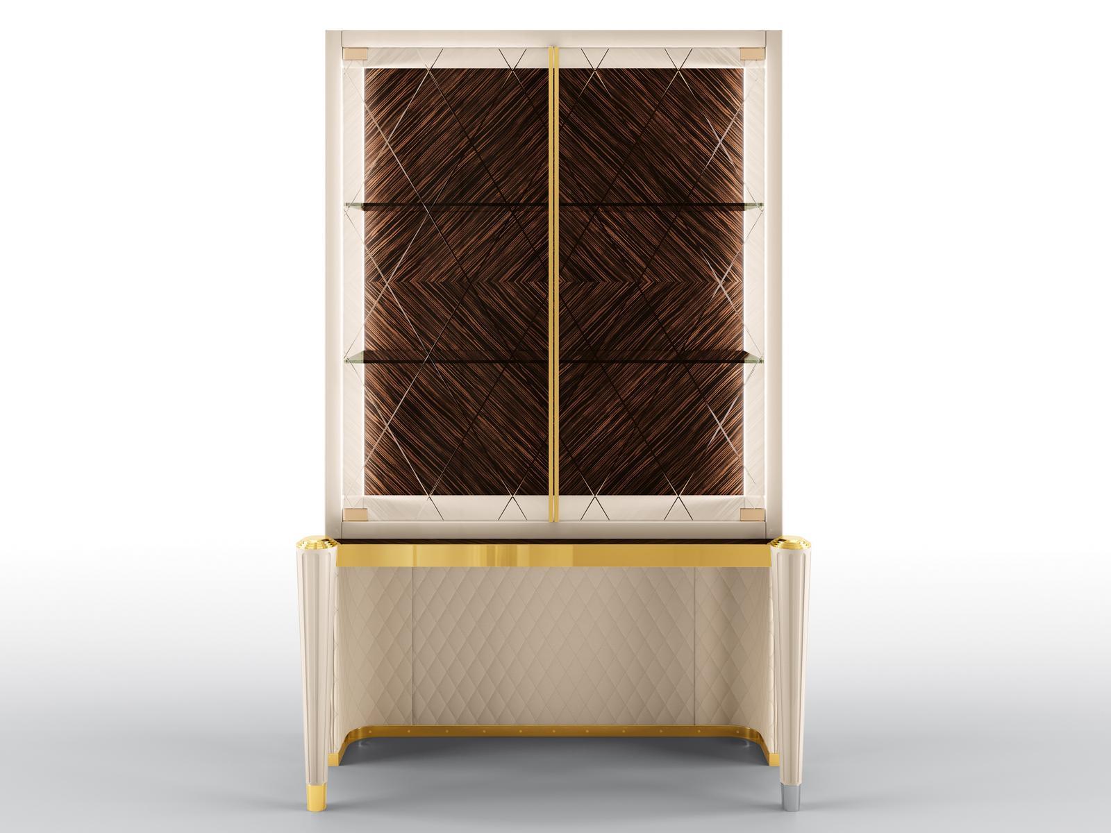 KIMBERLY Multi-layer wood display cabinet with integrated lighting