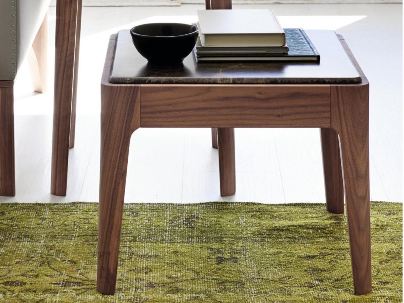 ZIGGY 1 Low square walnut coffee table