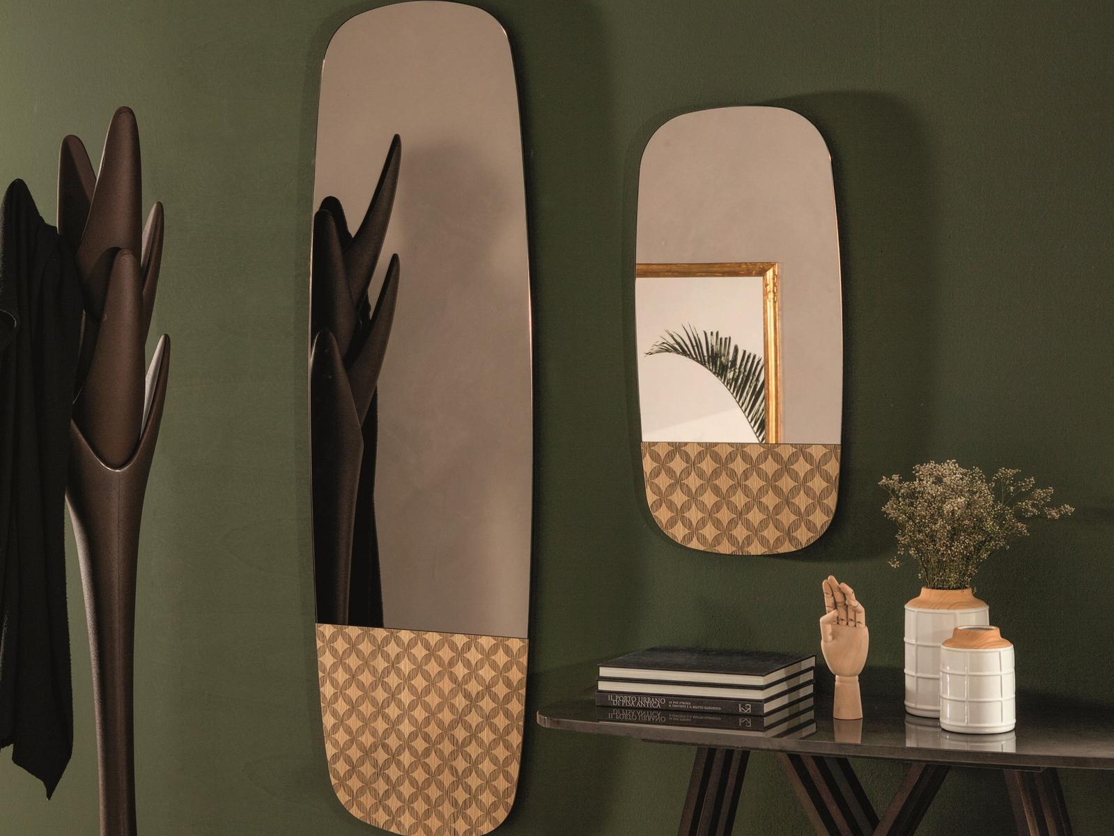 MARGUERITE Rectangular wall-mounted wooden mirror
