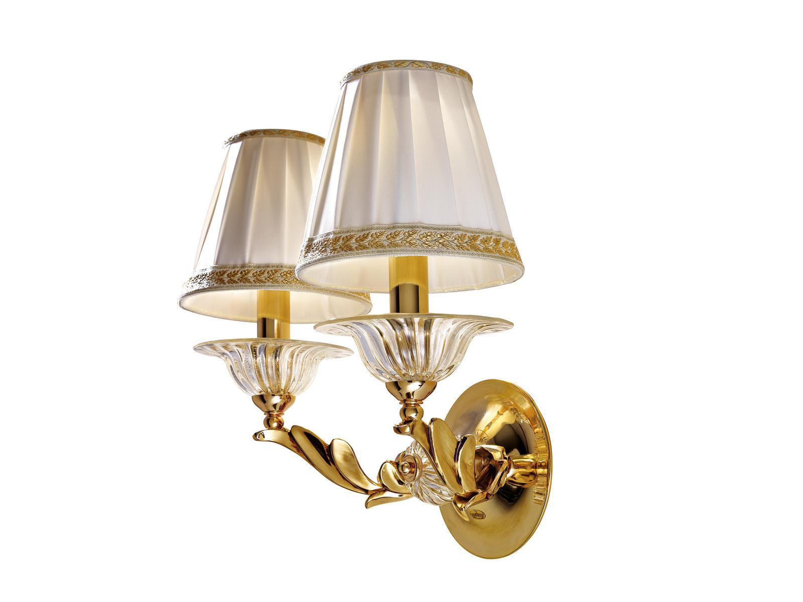 LUCILLA 550/A2 Shaded gold plated finish wall light with crystal and shades