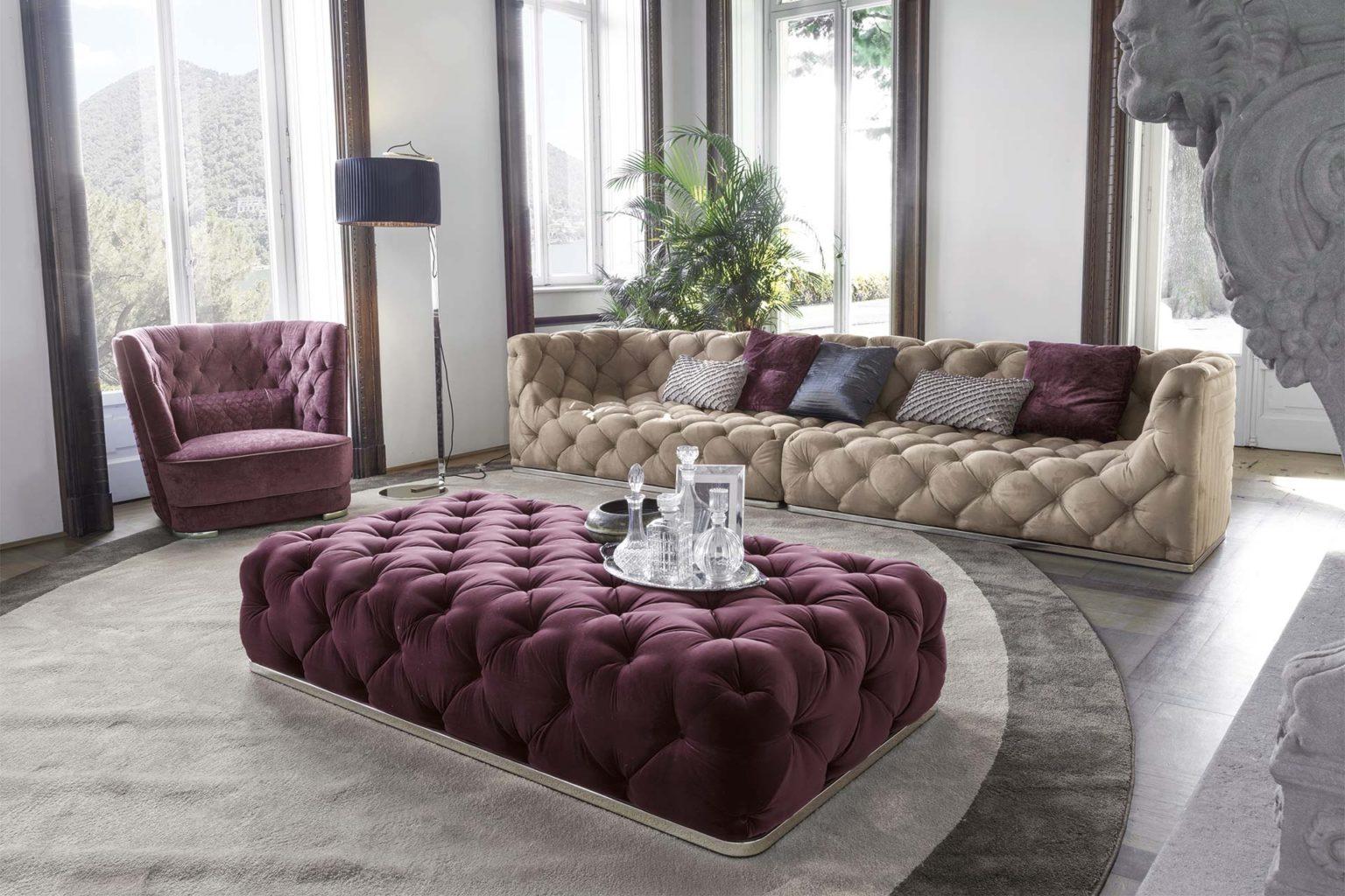 CARACCIOLO Corner nabuk sofa in a contemporary style
