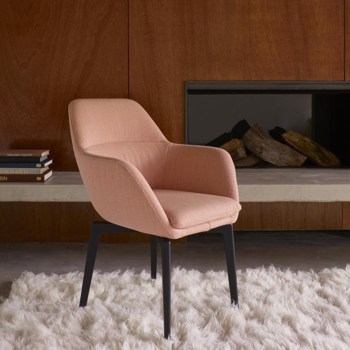AMÉDÉE Upholstered fabric chair with armrests