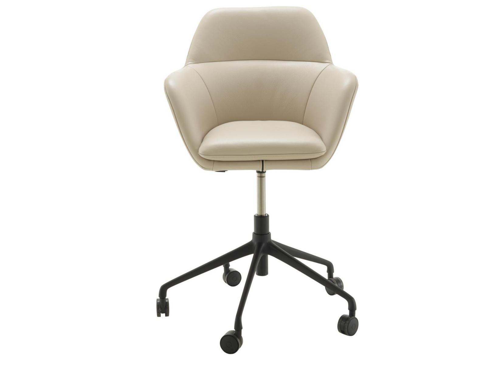 AMÉDÉE Height-adjustable leather office chair with 5-Spoke base with armrests