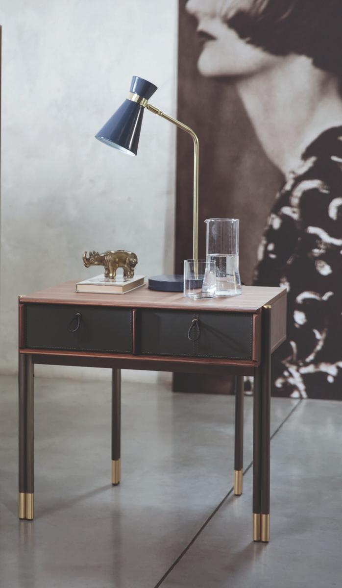 BAYUS 1 Rectangular walnut bedside table with drawers