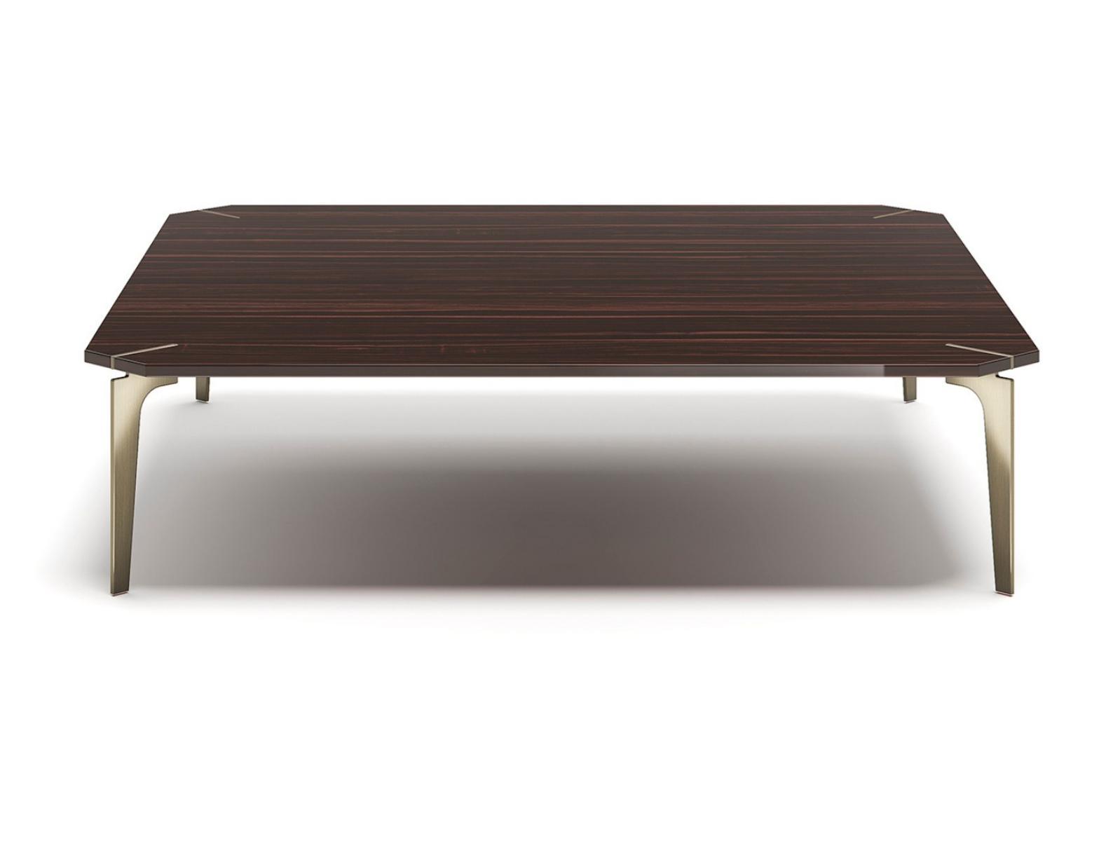 ECLECTIC Q Low square steel and wood coffee table