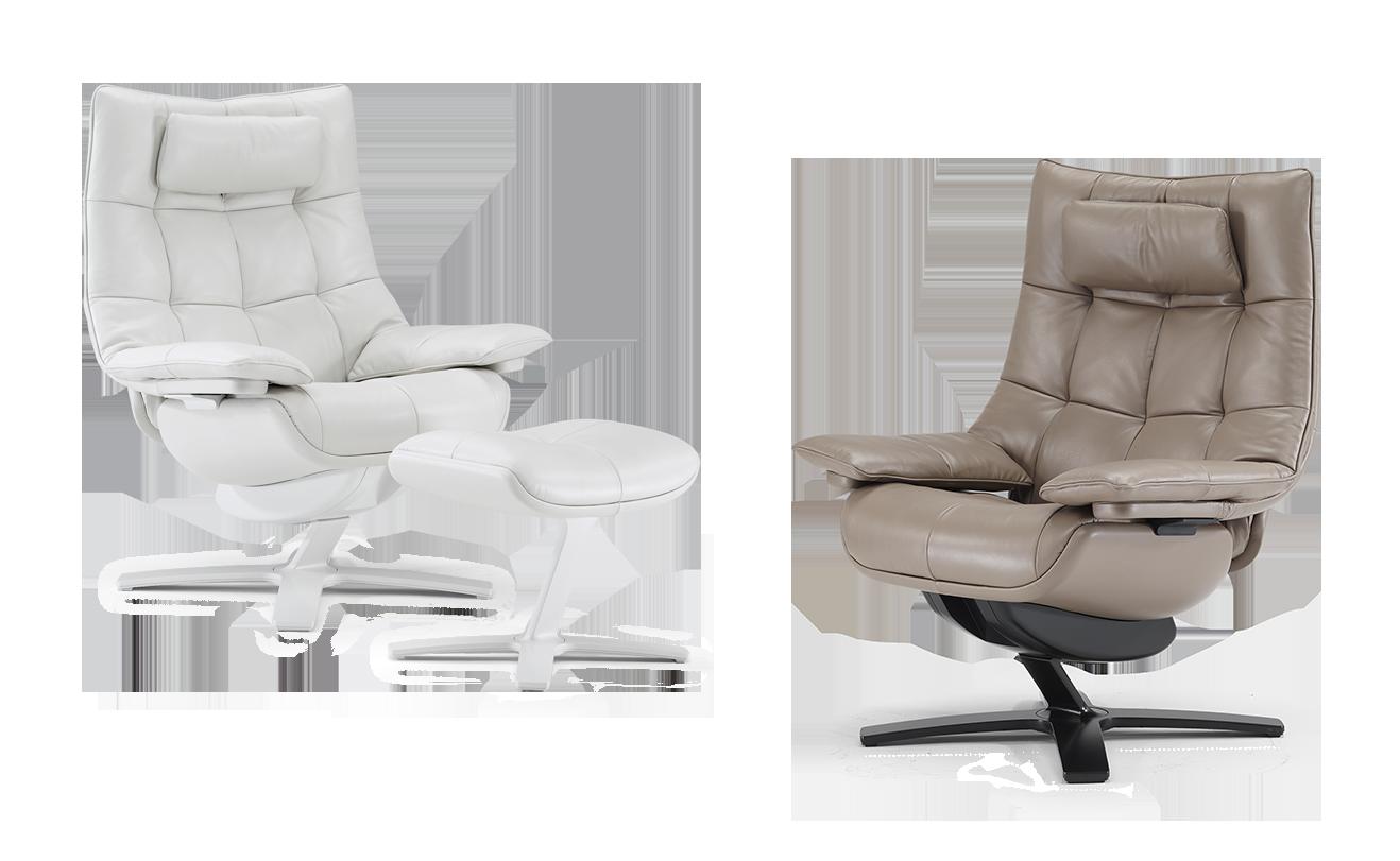 RE-VIVE QUILTED Recliner leather armchair with headrest