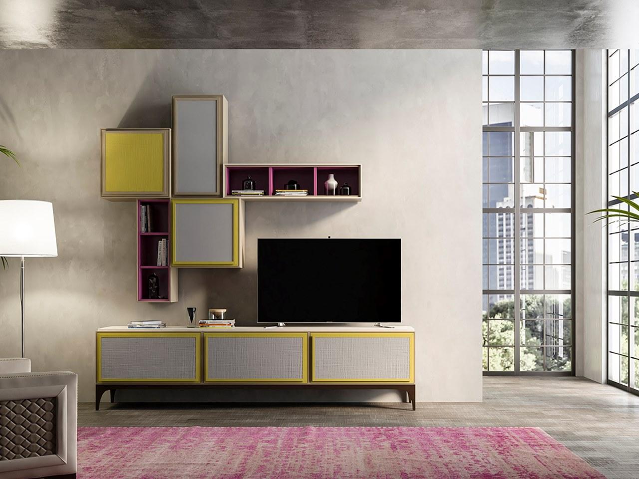 PR.864.3 Sectional wooden TV wall system