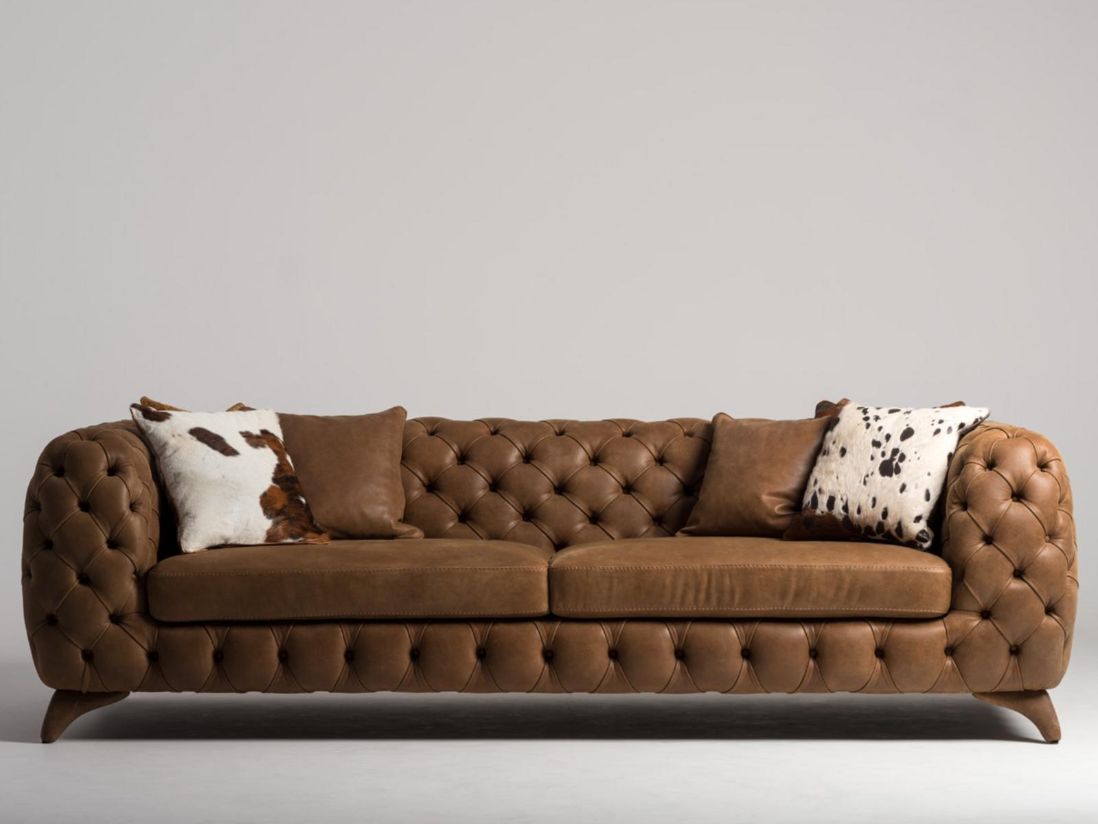ISIDORO Tufted 3 seater nabuk sofa
