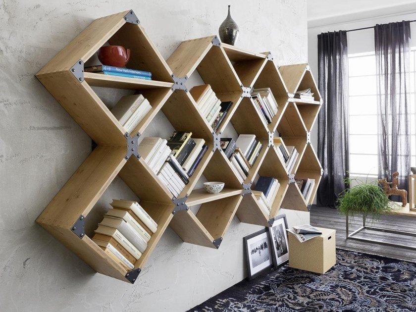 EASY Sectional floating wooden bookcase