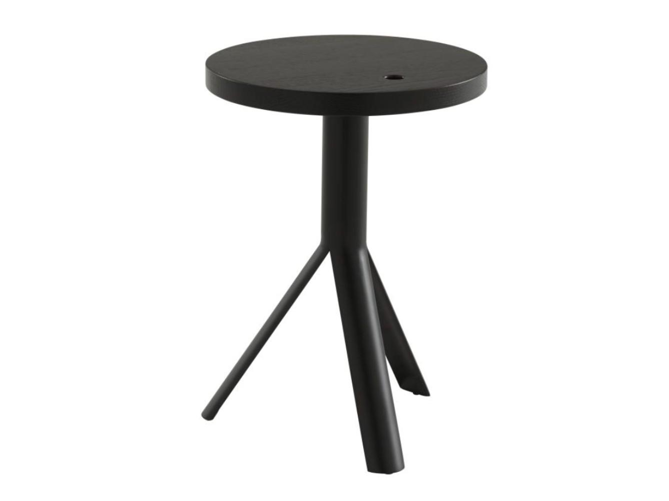 IKE Height-adjustable steel and wood stool