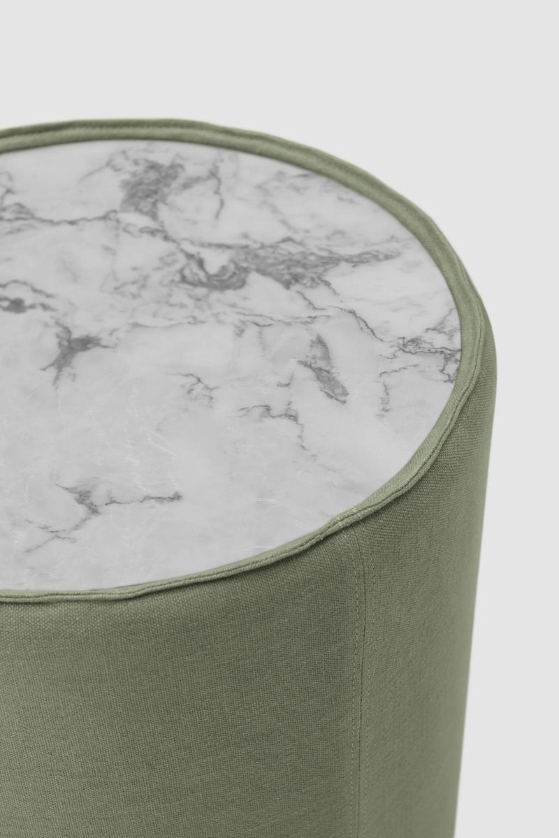 EDITH Upholstered round fabric pouf