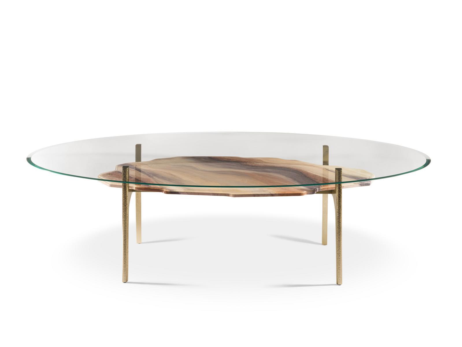 ARKADY Oval tempered glass living room table