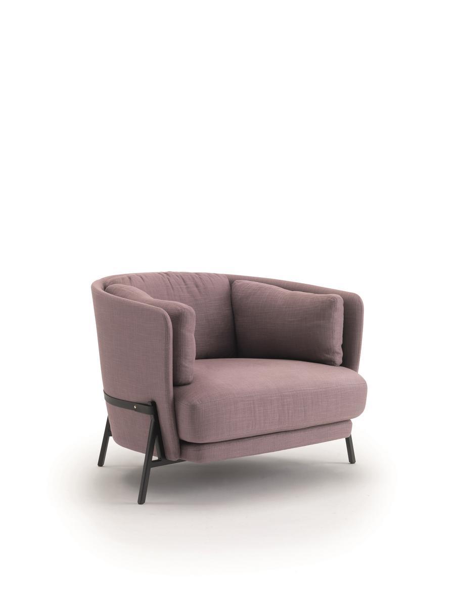 CRADLE Fabric armchair with armrests with integrated magazine rack