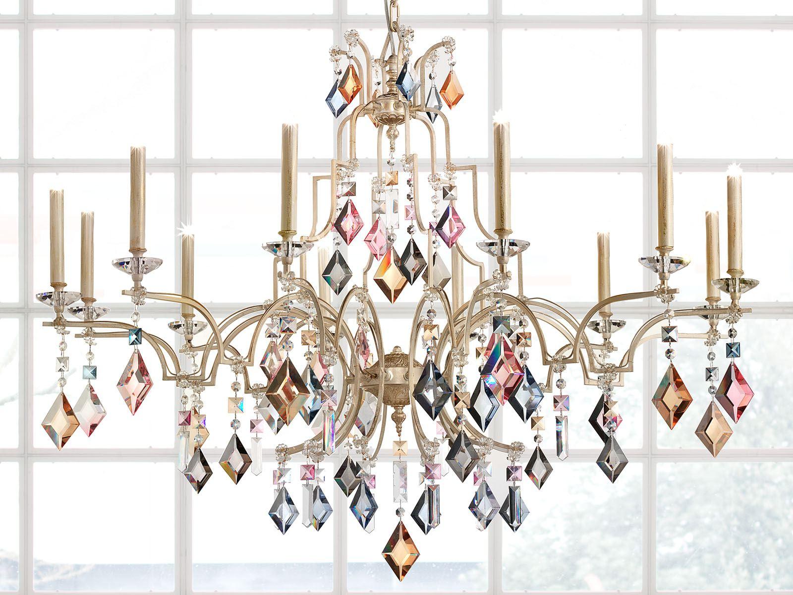 LIZZI 6+6 Direct light painted metal chandelier with crystals