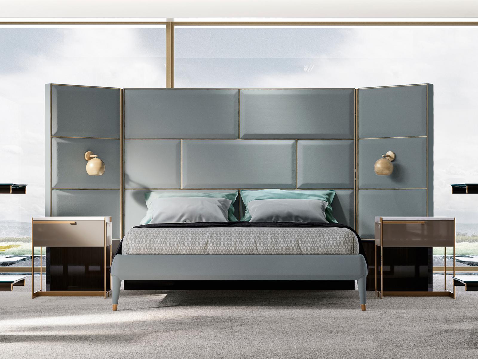 DIAMANTE Double bed with upholstered headboard