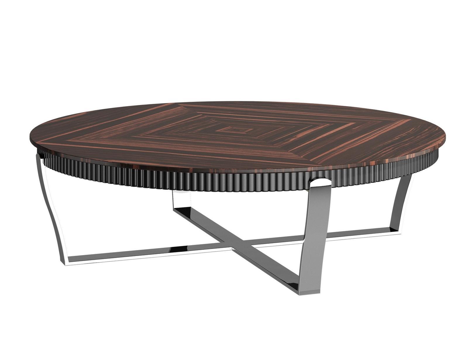 ARISTO XL Low round steel and wood coffee table