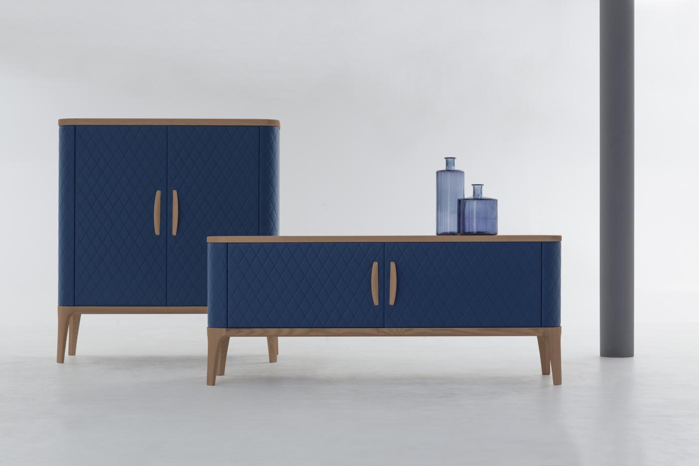 TIFFANY Leather highboard with doors