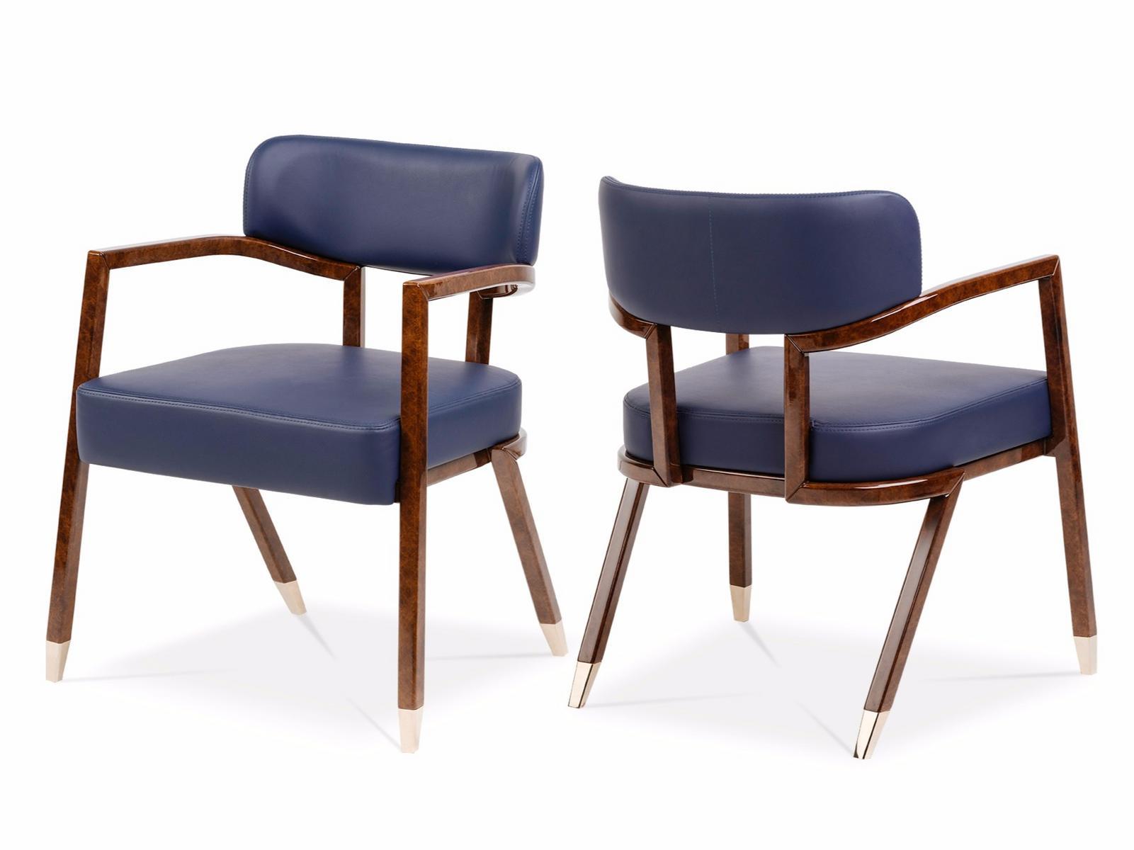 MADISON Upholstered leather chair with armrests