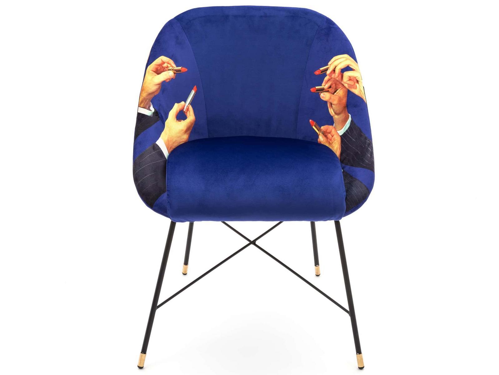 LIPSTICKS Upholstered fabric chair with armrests