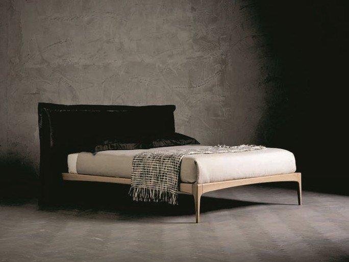 PEGASO RING 2 Solid wood double bed with upholstered headboard