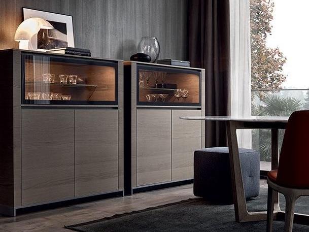 FEBE Wood veneer highboard with doors