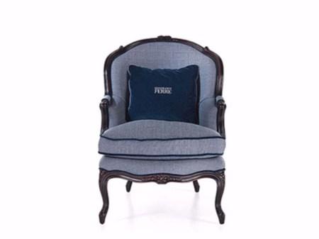 BURT Bergere fabric armchair with armrests