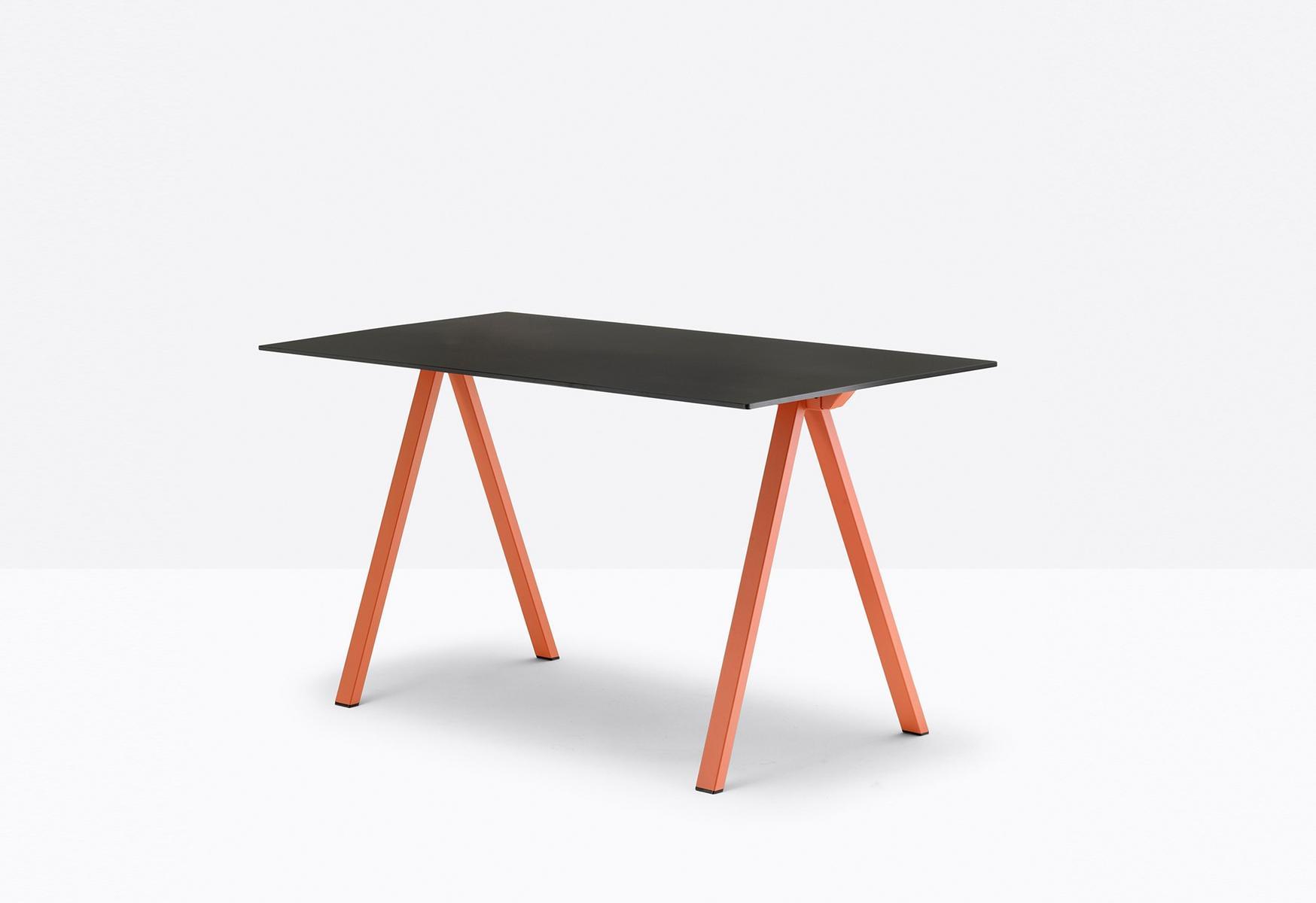 ARKI-DESK Table with steel trestle legs and solid laminate top