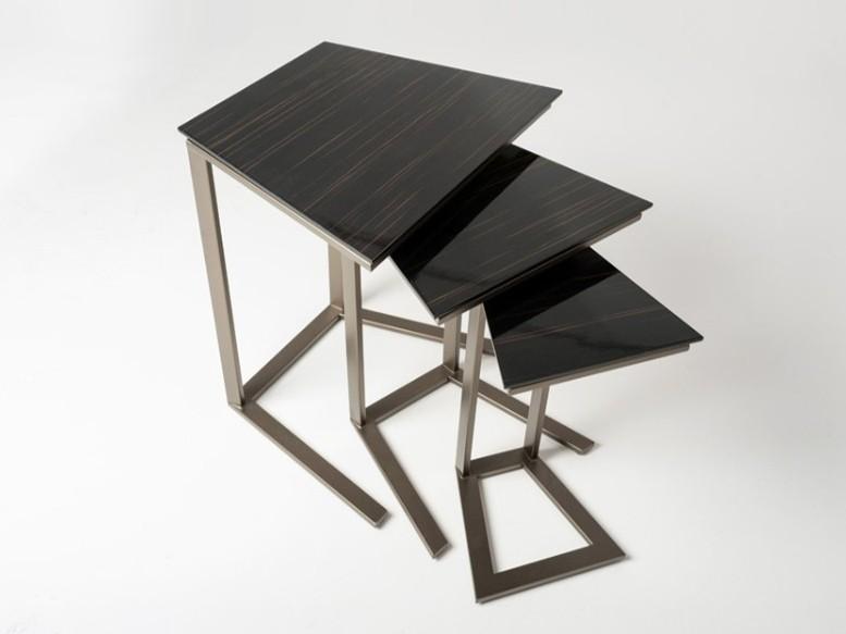 FEDRO Modular metal and wood veneer high side table