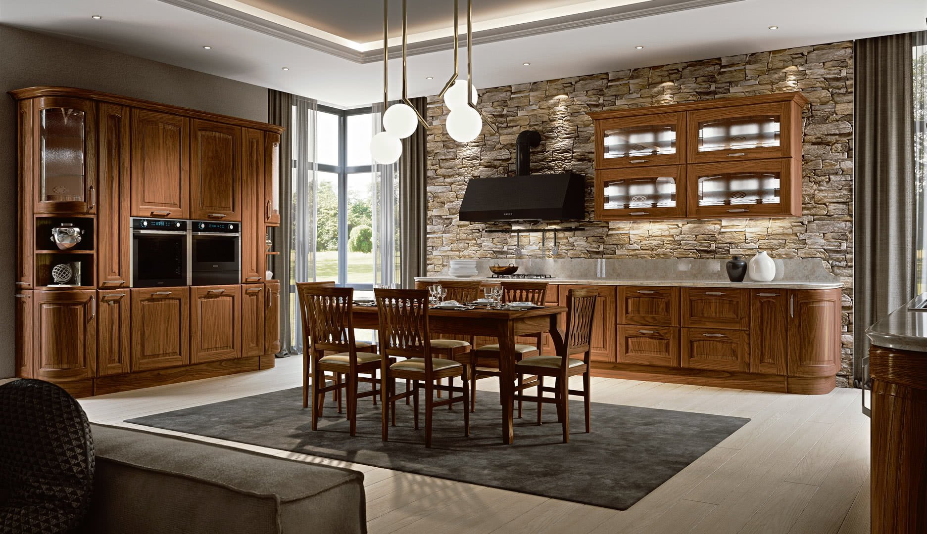 Veneer kitchen with handles Lube Cucine Veronica