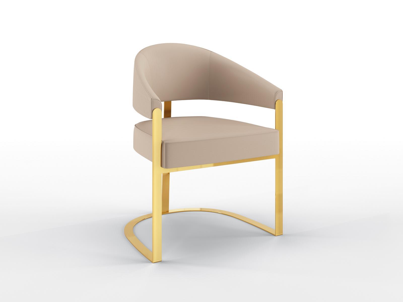 ARISTON Upholstered leather chair with armrests