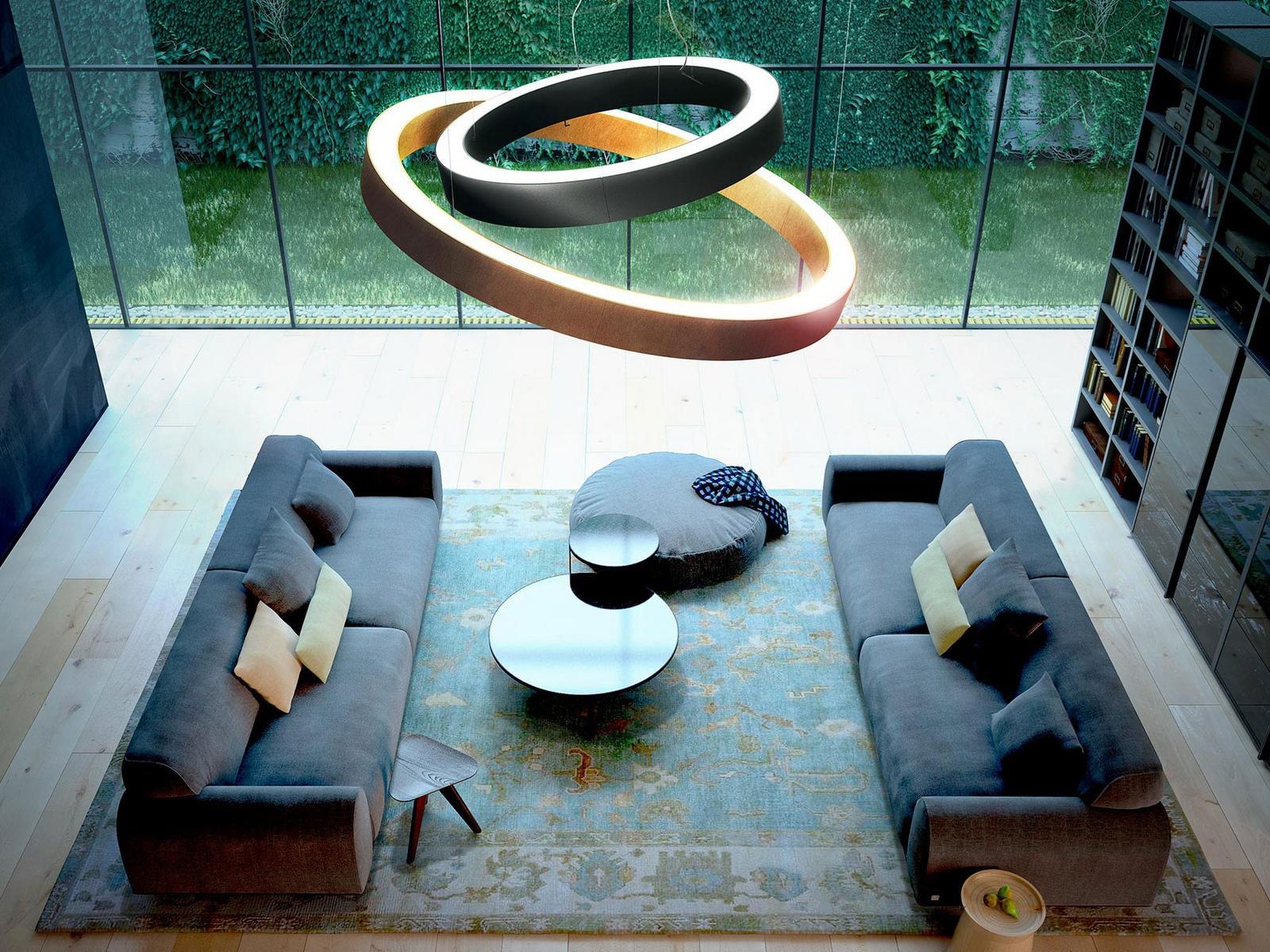 GOLDEN RING Direct-indirect light aluminium pendant lamp