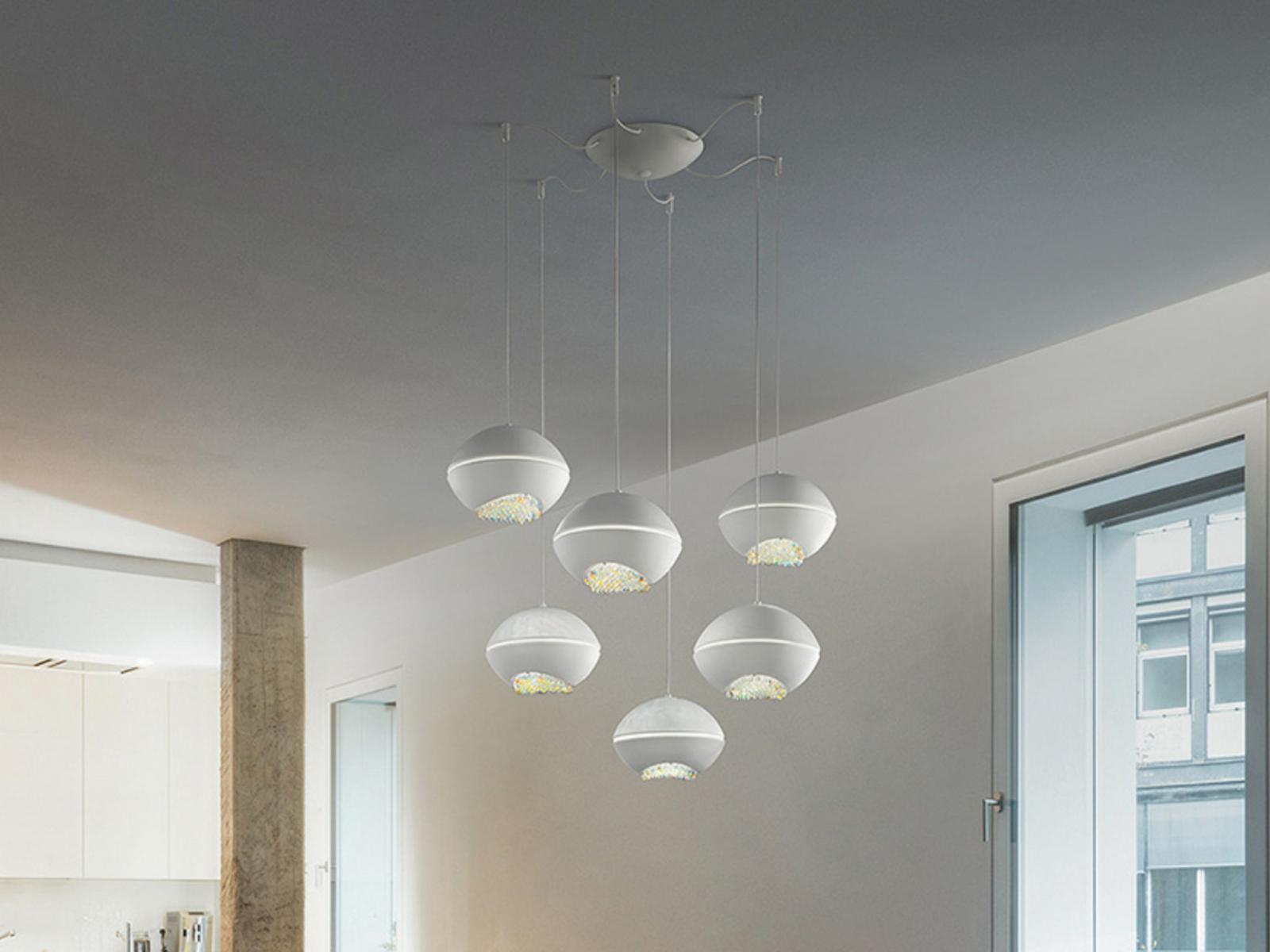 BLINK S6 LED powder coated aluminium pendant lamp with Swarovski® Crystals