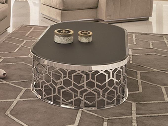 MANFRED Oval leather coffee table