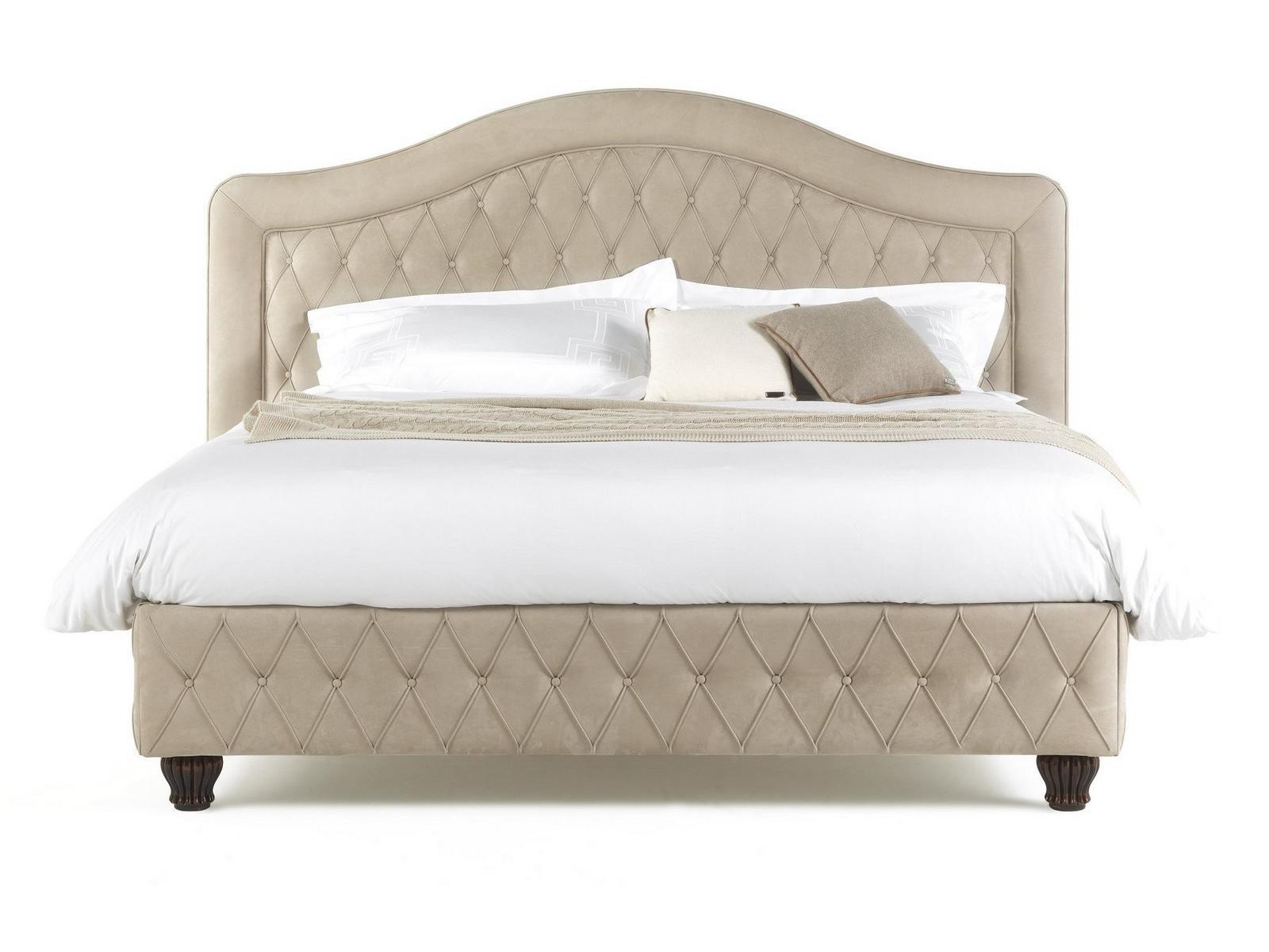 KIMBERLEY Leather king size bed with upholstered headboard