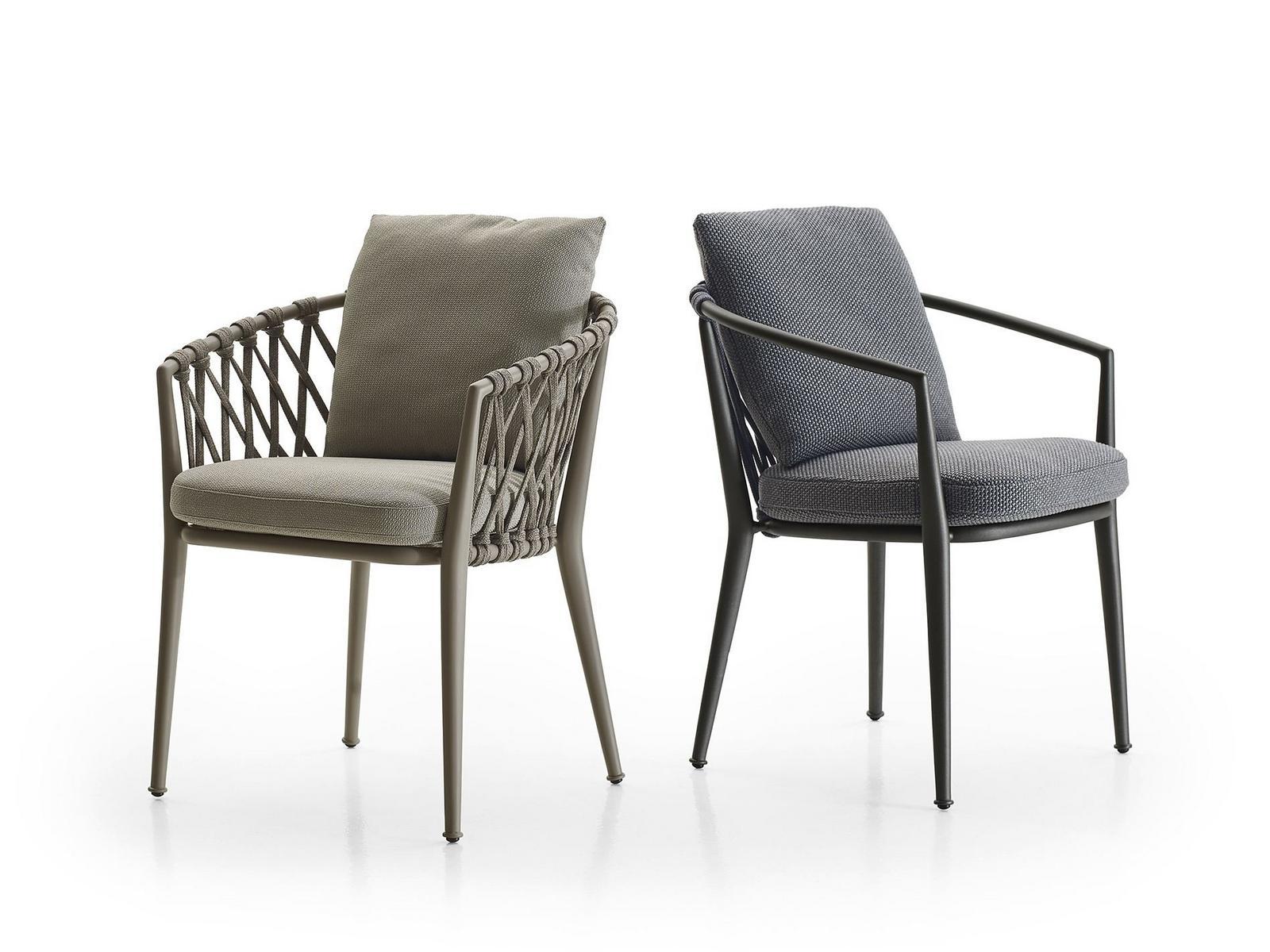 ERICA Upholstered fabric garden chair with armrests