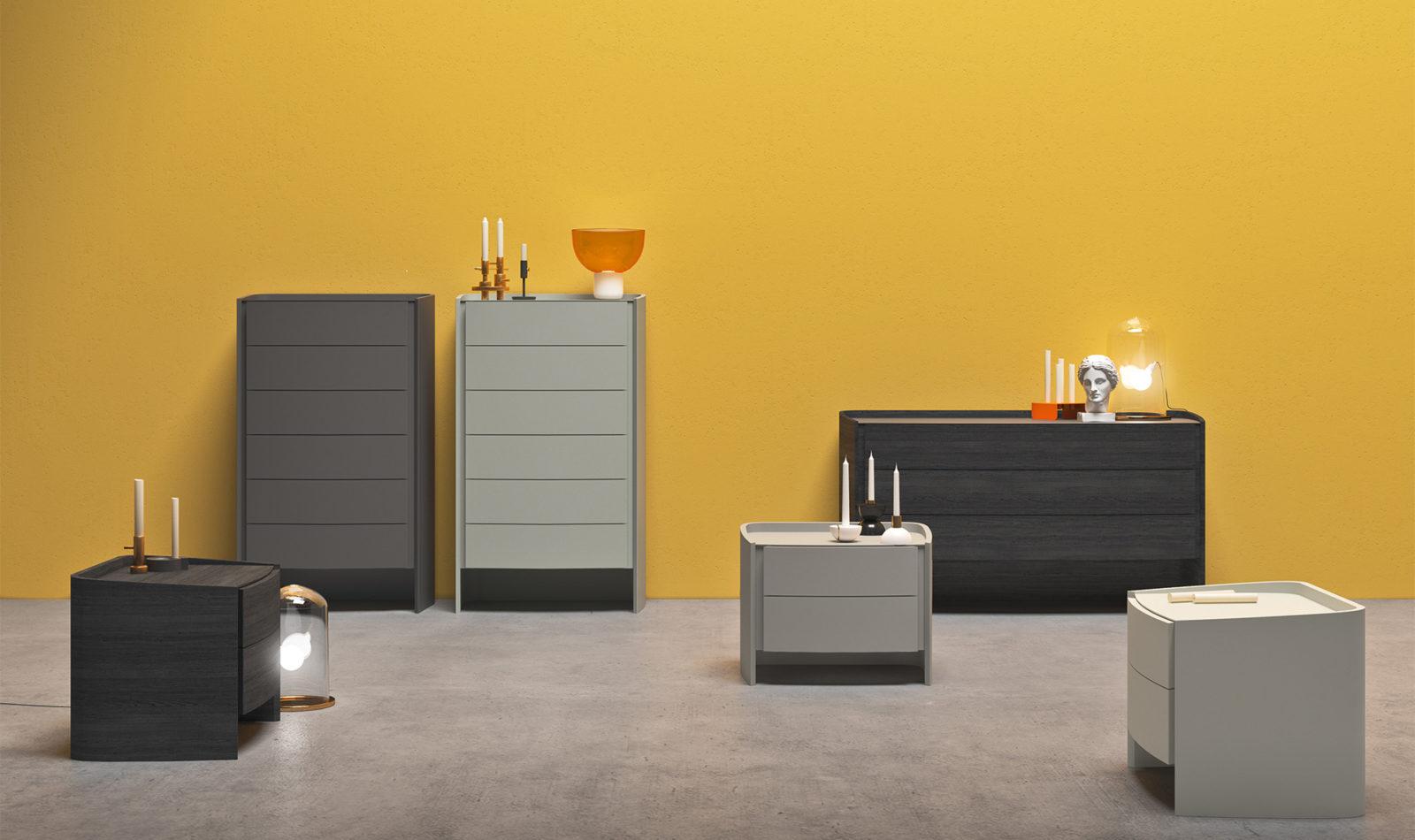 ADJ Rounded lacquered chest of drawers with integrated handles