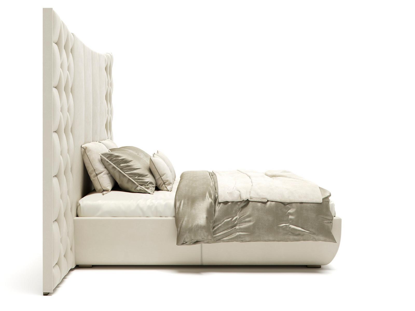 JUBILEE XL Leather king size bed with upholstered headboard