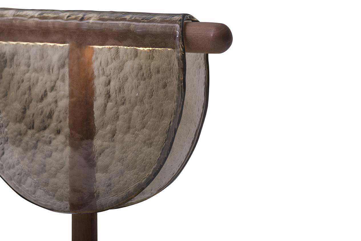DALÌ LED glass and solid oak table lamp