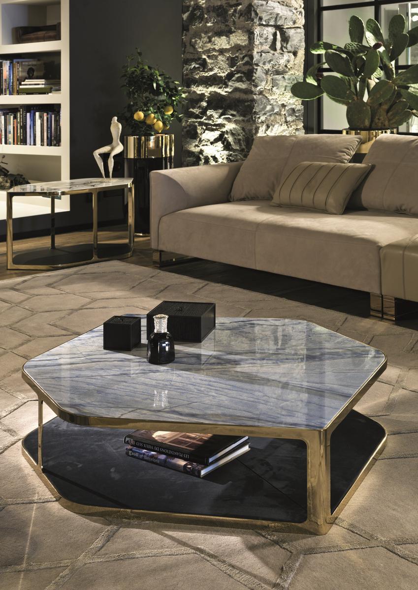 TILES Octagonal glass coffee table