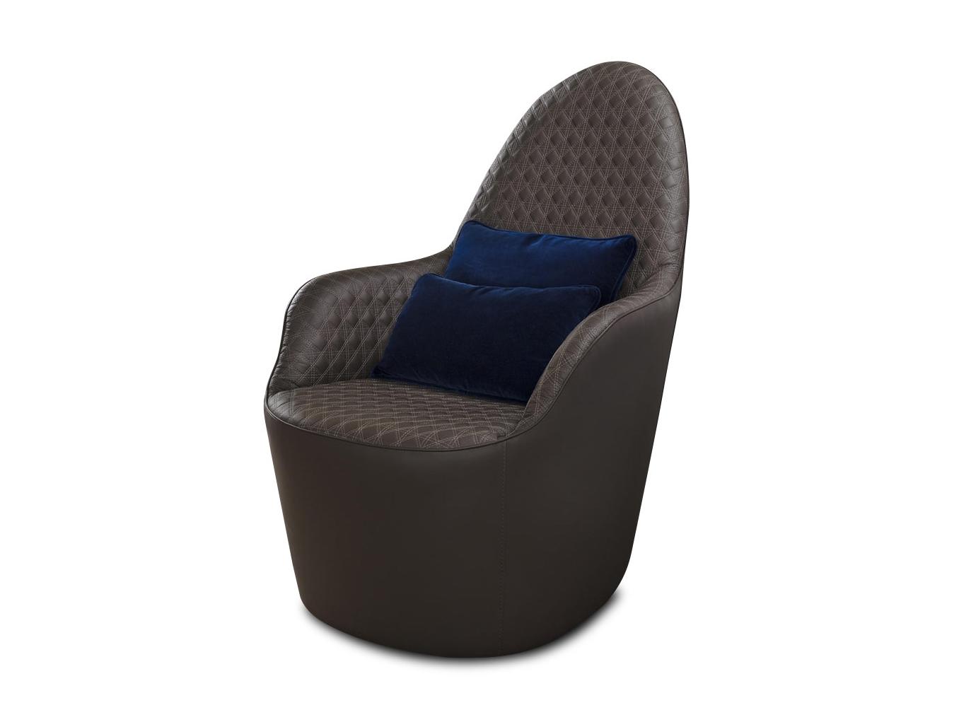 SWAN Upholstered leather armchair with armrests