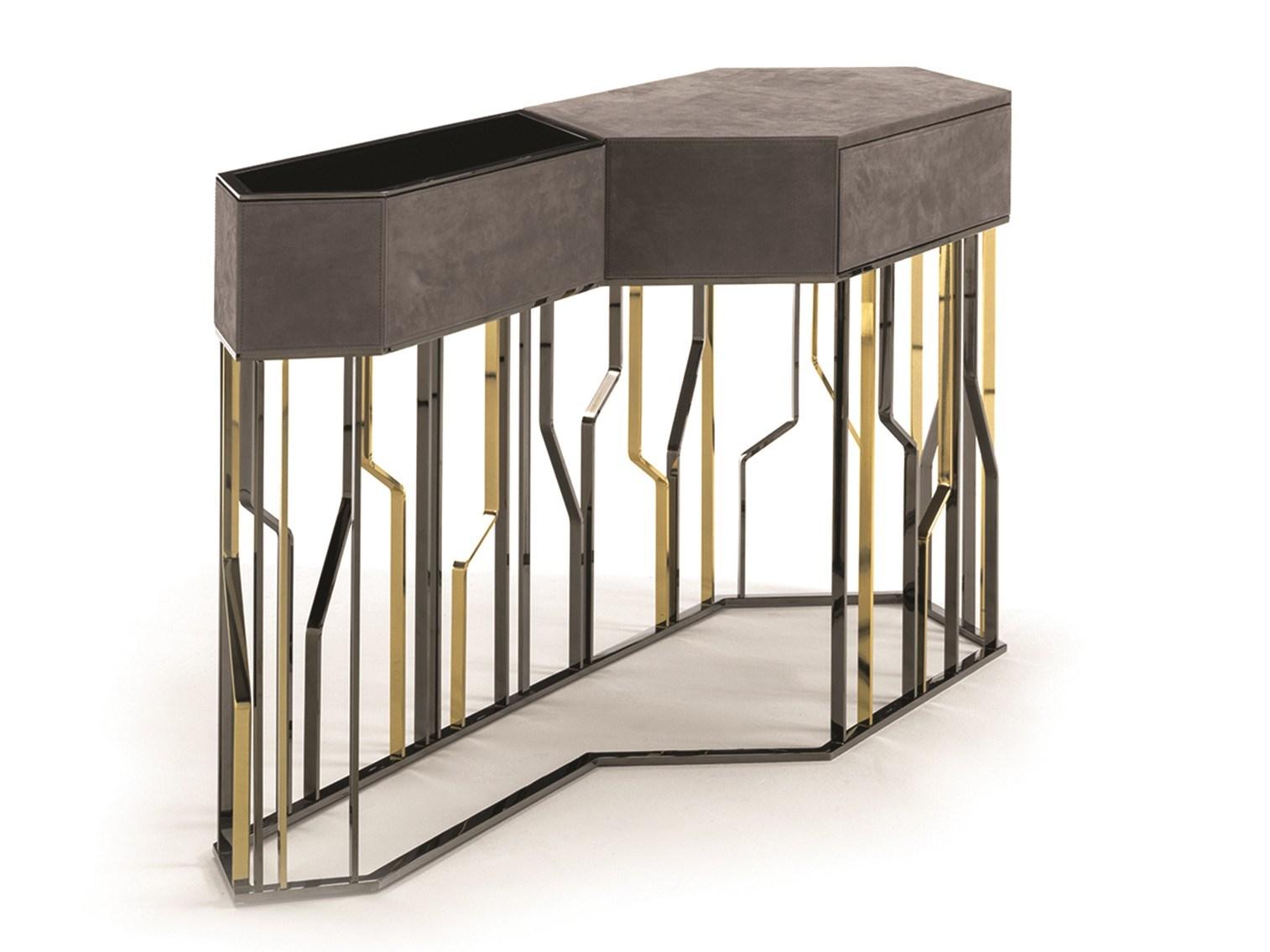 GINZA EVO Rectangular metal console with drawers