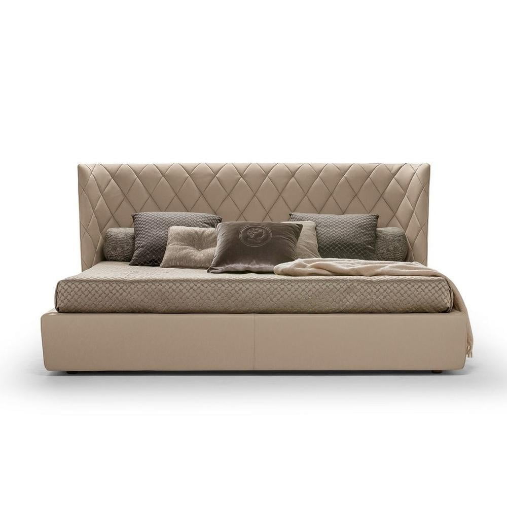 GRACE Velvet bed with tufted headboard